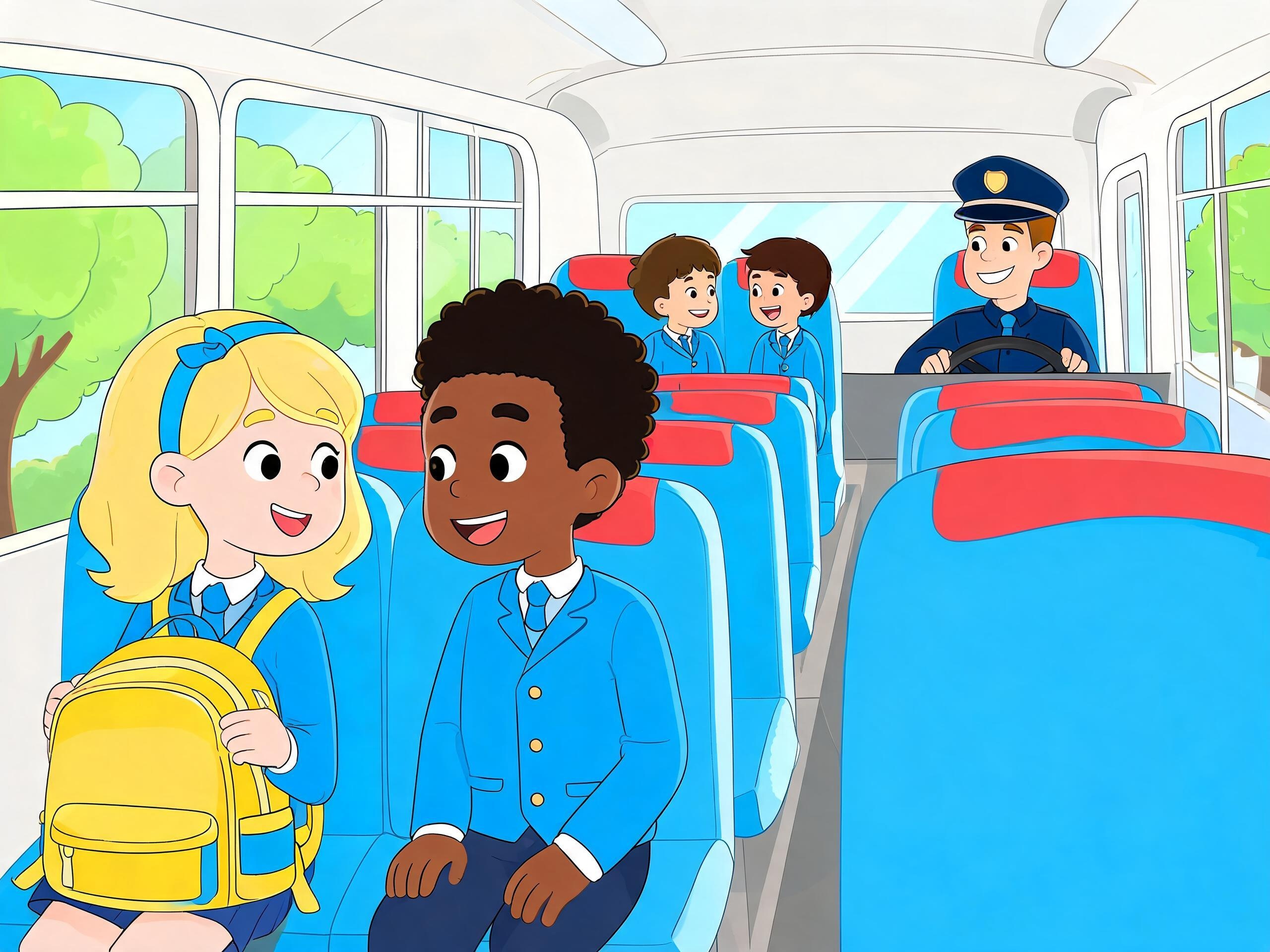 Fred and Daisy talking on the school bus